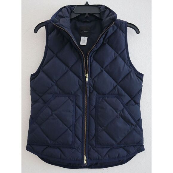 J. Crew 49194 Women's XS Excursion Navy Blue Down Puffer Quilted Vest - Picture 1 of 6